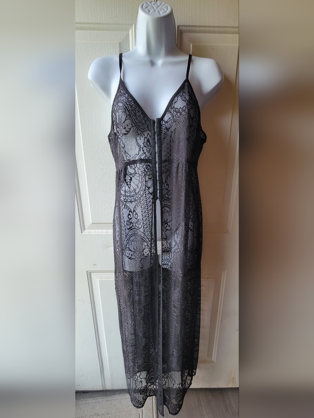 Lush Black Lace Dress Swimsuit Cover Size Medium